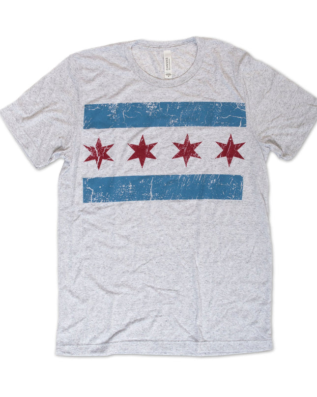 Distressed Chicago Flag Adult T-shirt