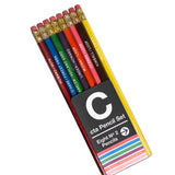 A set of 8 CTA pencils with different colors and train line names engraved on them.