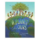 Book cover with multiple children standing on top of the Earth, tending to a flourishing tree.