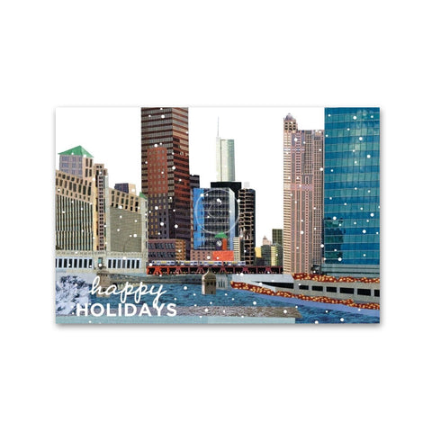 Chicago Riverfront White Holiday Cards - Set of 10