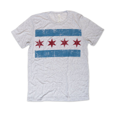 Distressed Chicago Flag Adult T-shirt
