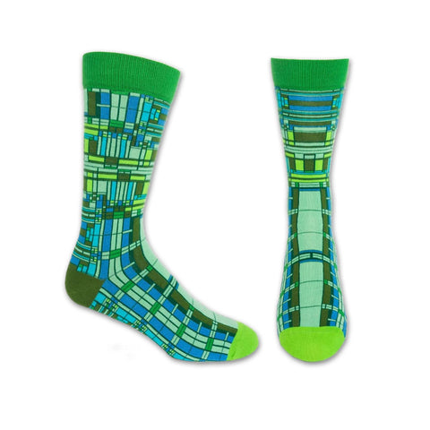 Frank Lloyd Wright Oak Park Skylight Socks in Green