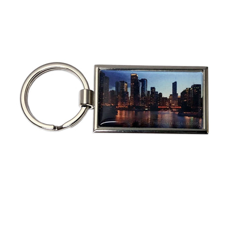 Chicago Skyline at Night Keychain