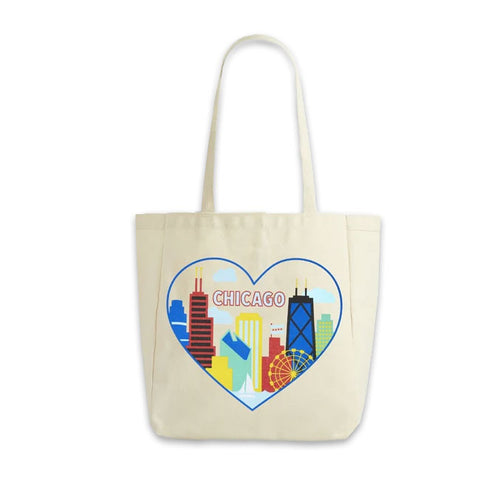 Chicago Skyline Heart Tote Bag