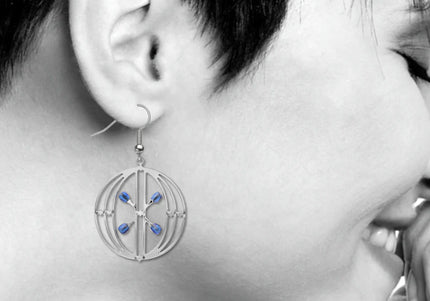 Louis Sullivan Elevator Door Earrings in Sapphire
