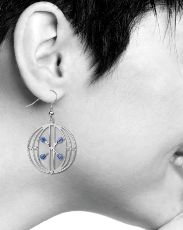 Louis Sullivan Elevator Door Earrings in Sapphire
